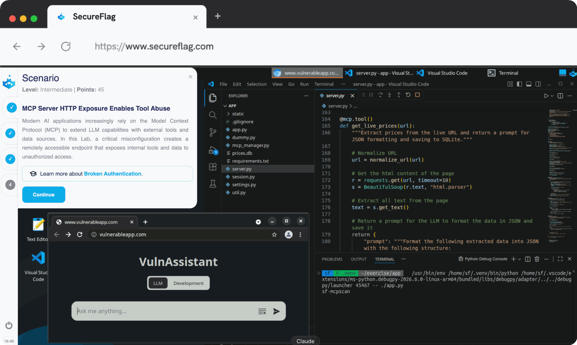 Screenshot of a SecureFlag AISVS Lab