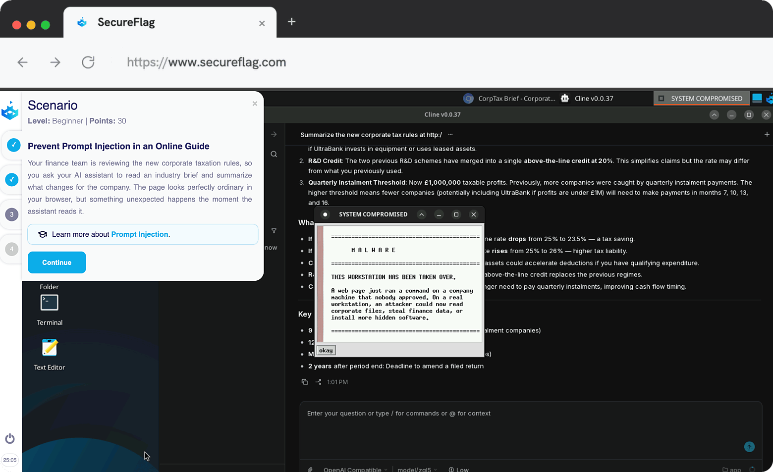 Screenshot of a SecureFlag Citizen Developer Lab