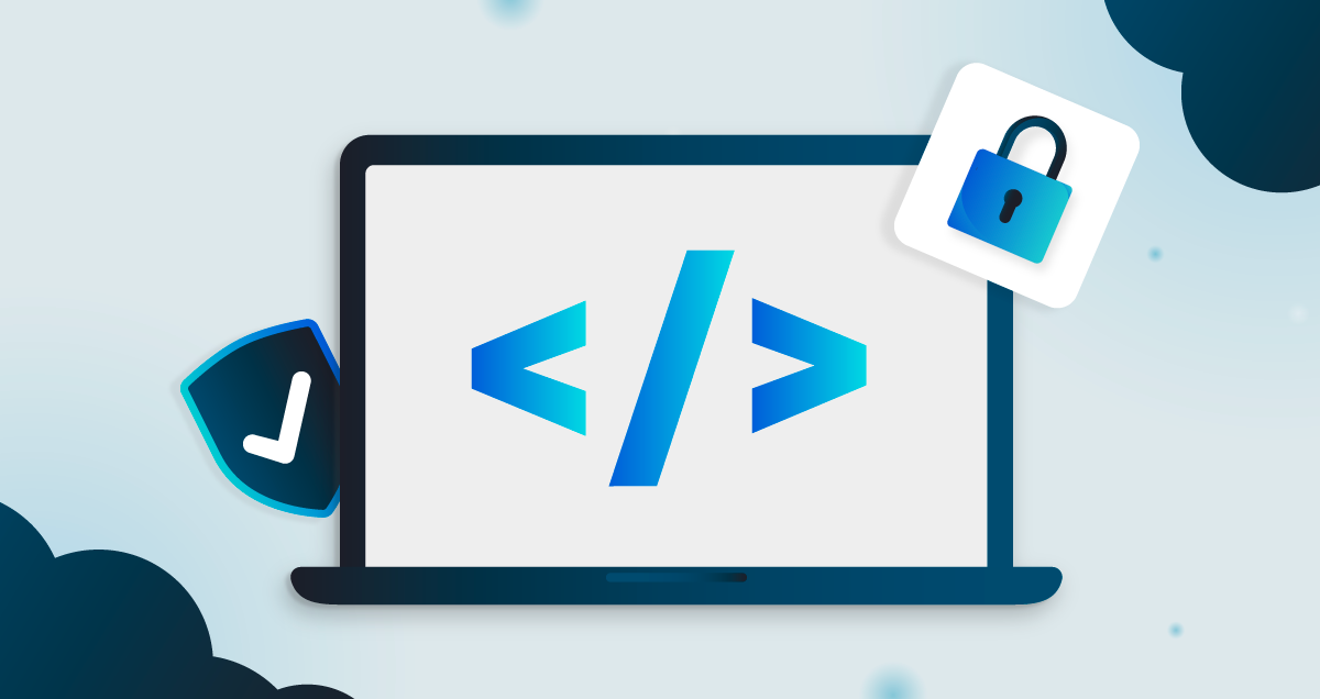 Feature image of front-end code on SecureFlag background