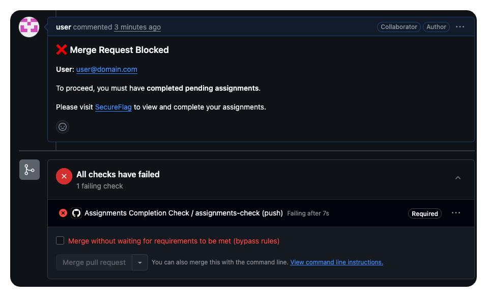 Screenshot of SecureFlag GitHub Action