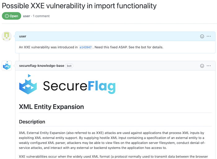 SecureFlag's contextual security training is now available on Github - security knowledge when it's needed most