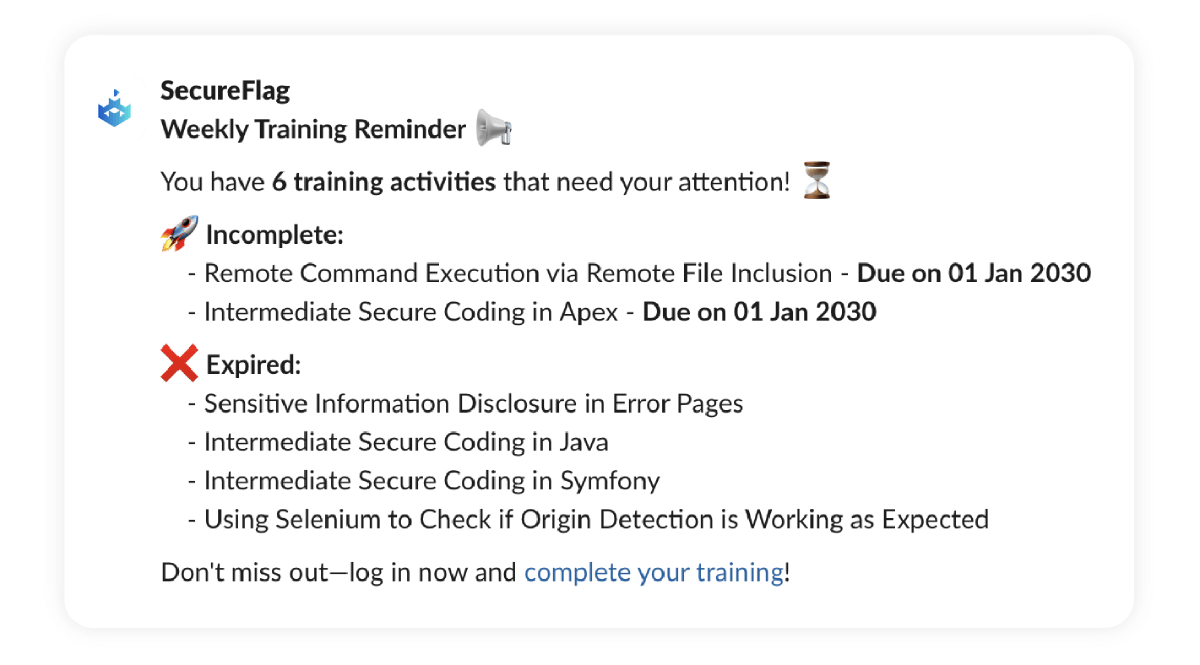 Screenshot Slack live notification