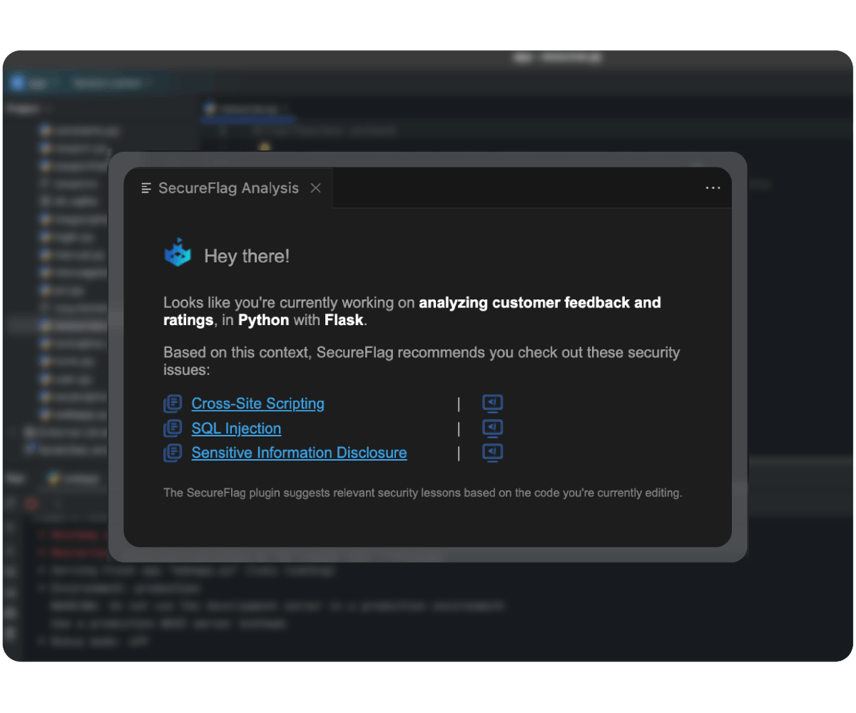Screenshot of SecureFlag Analyzer results